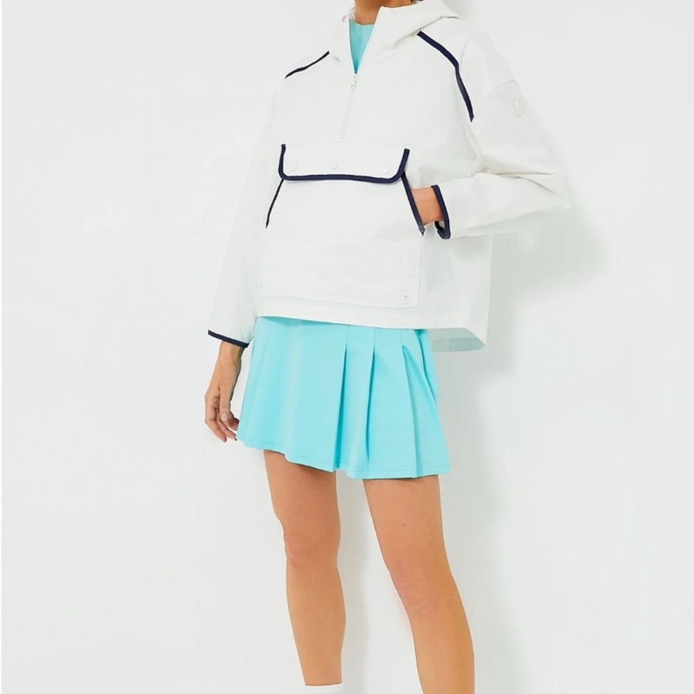Tuckernuck White Windbreaker with Navy Trim
